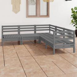 Salon de jardin 5 pcs Bois de pin massif Gris