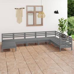 Salon de jardin 8 pcs Bois de pin massif Gris