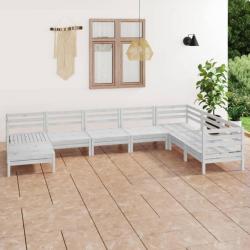 Salon de jardin 8 pcs Bois de pin massif Blanc