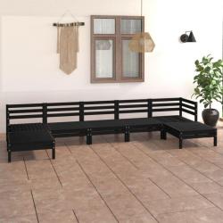 Salon de jardin 7 pcs Noir Bois de pin massif