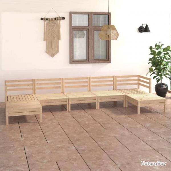 Salon de jardin 7 pcs Bois de pin massif