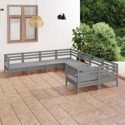 Salon de jardin 8 pcs Bois de pin massif Gris