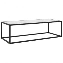 Table basse Noir avec verre marbre blanc 120x50x35 cm