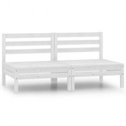 Canapés centraux de jardin 2 pcs Blanc Bois de pin massif