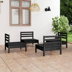 Salon de jardin 4 pcs Noir Bois de pin massif