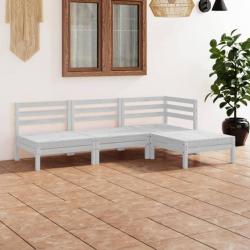 Salon de jardin 4 pcs Bois de pin massif Blanc