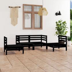 Salon de jardin 4 pcs Noir Bois de pin massif