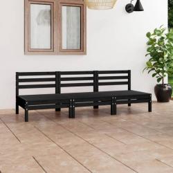 Salon de jardin 3 pcs Noir Bois de pin massif