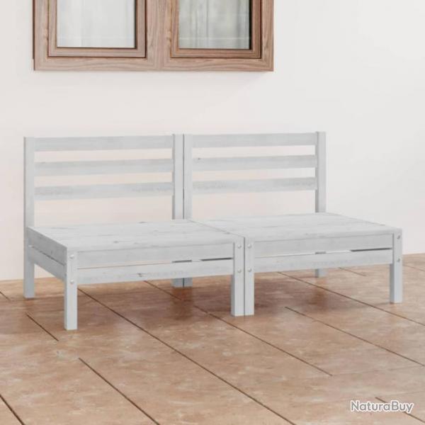 Canap  2 places de jardin Blanc Bois de pin solide