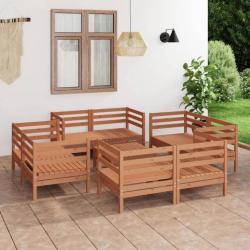 Salon de jardin 9 pcs Marron miel Bois de pin massif