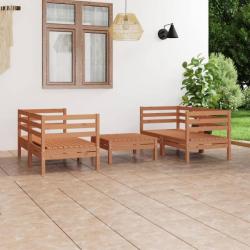 Salon de jardin 5 pcs Marron miel Bois de pin massif