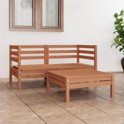 Salon de jardin 3 pcs Marron miel Bois de pin massif