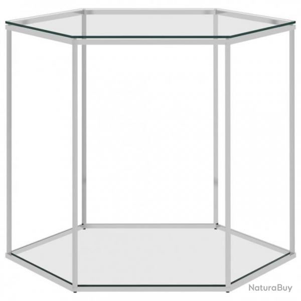 Table basse Argent 60x53x50 cm Acier inoxydable et verre