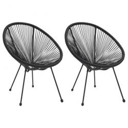 Chaises de jardin en forme de lune 2 pcs Rotin Noir