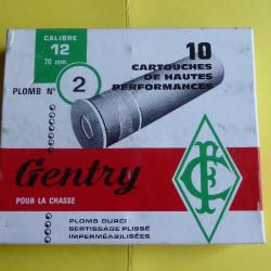 ANCIENNE BOÎTE CARTOUCHES DE CHASSE CAL 12 - GENTRY CF - Plomb n° 2