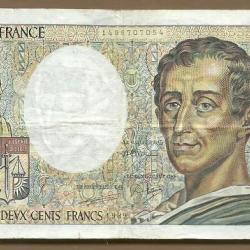 FRANCE = UN BILLET DE 200 FRANCS DE 1989