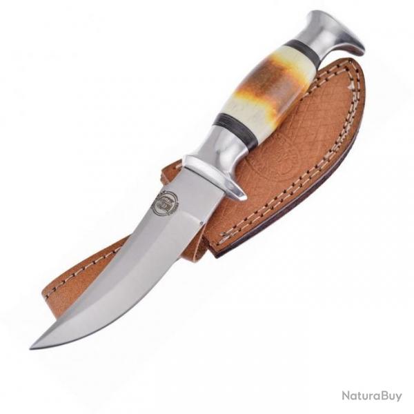 COUTEAU CHASSE Couteau Manche en Os flamb Etui en Cuir  FCW935TB07