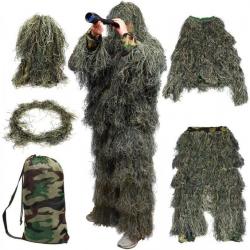 Vêtements de Camouflage Tenue Camouflée Chasse Jeu de Guerre Forêt Tactique 5 pièces Airsoft Chasse
