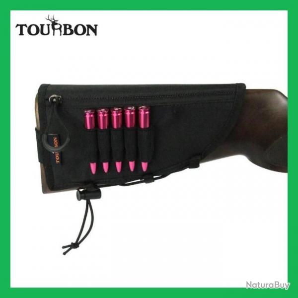 Tourbon porte-munitions, 5 balles, repose-joues