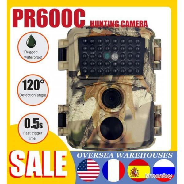 PR600C Camra de chasse 12mp 1080P PIR, Vision nocturne