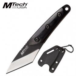 Couteau de Cou Mtech Kiridashi Tanto Lame Acier 3Cr13 Manche Bois Etui Kydex MT2093B