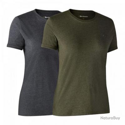 Lot de 2 t-shirts basiques femmes gris/vert Deerhunter