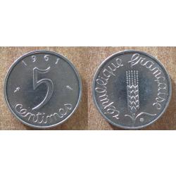 France 5 Centimes 1961 Epi De Blé Piece Centime De Francs Franc Cent