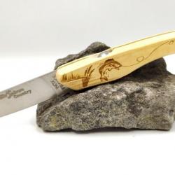 Couteau Thiers fabrication Française avec gravure pêche