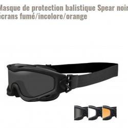 Masque de protection balistique Wiley X Spear noir écrans fumé/incolore/orange