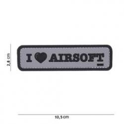 Patch 3D PVC I love Airsoft Noir & Gris (101 Inc)