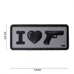 Patch 3D PVC I love my Gun Gris (101 Inc)