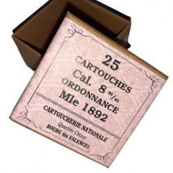 8 mm 1892 ou 8mm 92 Lebel: Reproduction boite cartouches (vide) CARTOUCHERIE NATIONALE 8738155