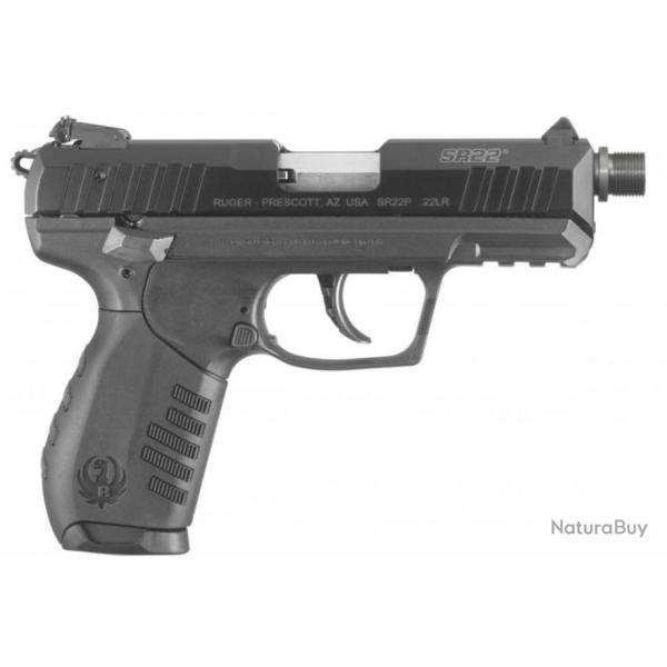 Pistolet Ruger SR22PBT CAL. 22LR 3.5" 10+1 avec canon filet 1/2-28"