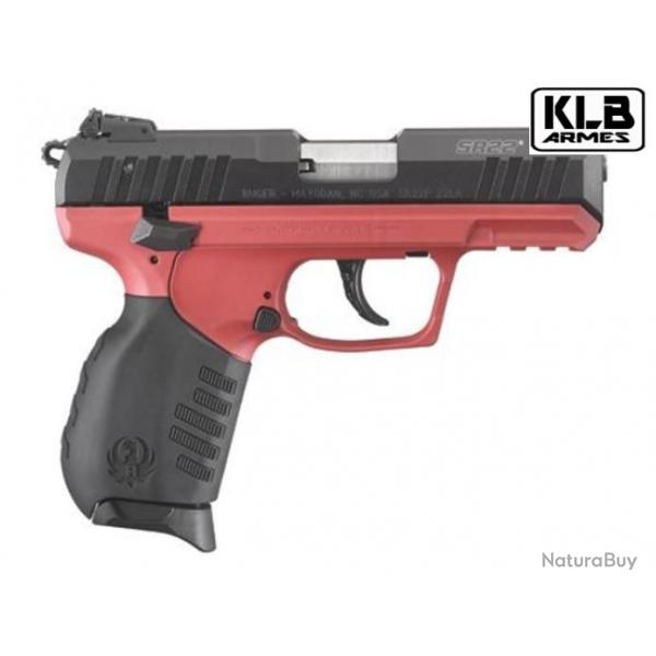 Pistolet Ruger SR22PB Cal .22LR 3.5" 10+1 Poigne cadre rouge titanium cerakote