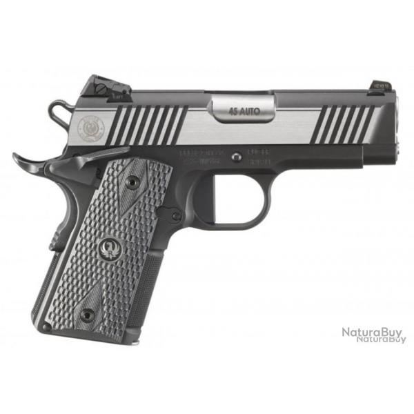 Pistolet Ruger SR1911 calibre 9x19 LWGT Officer - Canon 3.6" - Chargeur 7+1 coups - Stainless