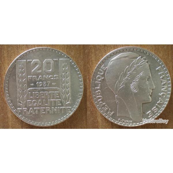 France 20 Francs 1937 Turin Piece Argent Franc