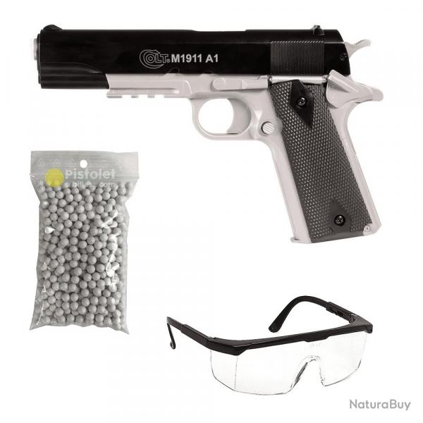 Pack Colt 1911 Mtal Slide Dual Tone Black/Silver (Cybergun)