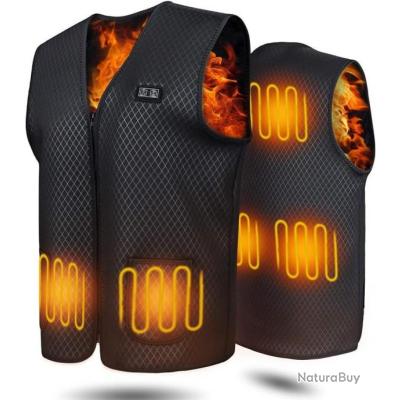 Gilet Chauffant Homme/femme - Batterie 10000mAh - 3 Températures Réglables - 5 Zones De Chauffage - Pour Ski, Moto, Pêche