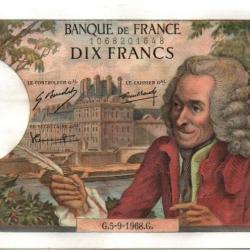 BILLET FRANCE 10 Francs VOLTAIRE FRANCE 1968