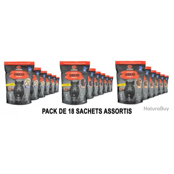 Pack 18 Sachets Assortis Attractif Sanglier Black Fire Invisible