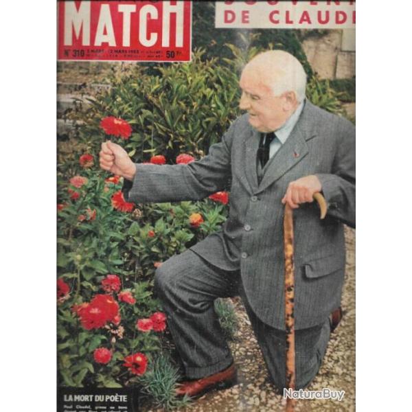 paris match 310 souvenir de claudel, aga khan, mends france , princesse margaret , gangster harlem