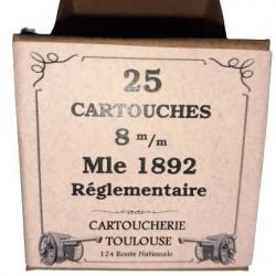 8 mm 1892 ou 8mm 92 dit "Lebel": Reproduction boite cartouches (vide) CARTOUCHERIE TOULOUSE 8743492