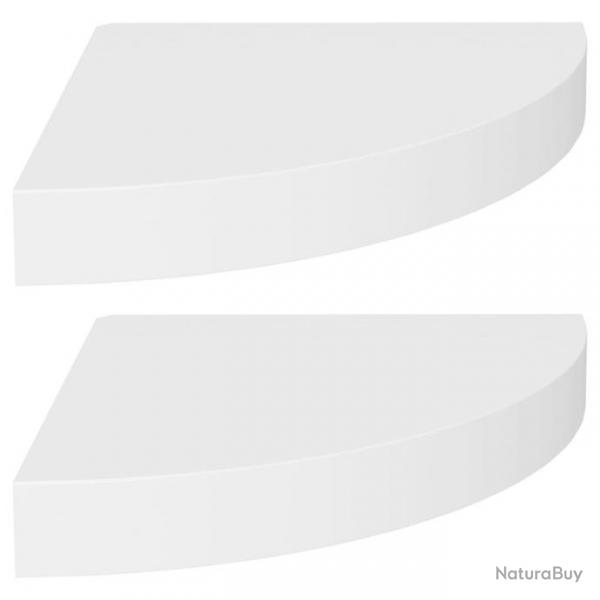 tagres d'angle flottantes 2 pcs Blanc 25x25x3,8 cm MDF 323896