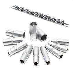 Jeu de 12 douilles métriques 3/8" à six pans clé à douille 8-19mm crv 16_0002277