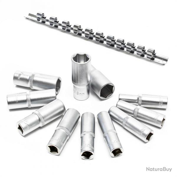 Jeu de 12 douilles mtriques 3/8"  six pans cl  douille 8-19mm crv 16_0002277
