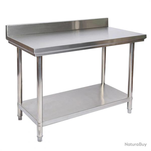 Table de travail en acier inoxydable avec rebord de protection 100 x 60 cm 16_0002501