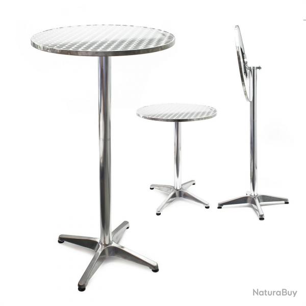 Table bistro haute bar aluminium rglage hauteur pliable 74/114cm diamtre 60 cm salon 16_0002489
