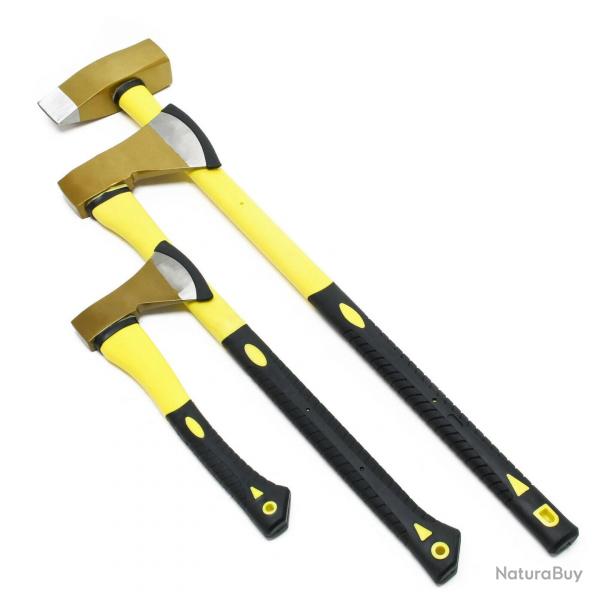 Lot de 3 haches compos d'une hache  fendre et d'un marteau  fendre jaune et noir 16_0002715