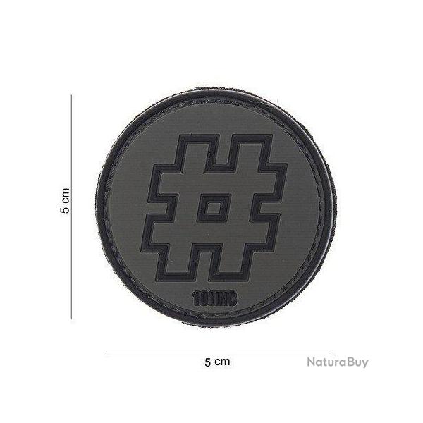 Patch 3D PVC Hashtag # Noir & Gris (101 Inc)