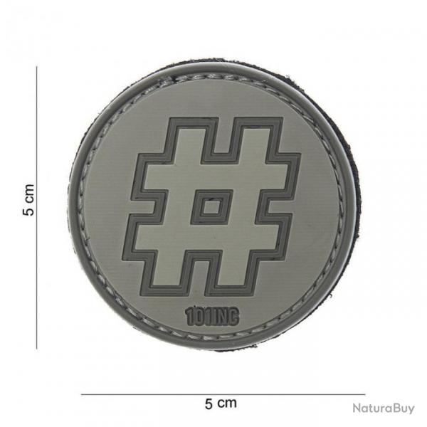 Patch 3D PVC Hashtag # Gris & ACU (101 Inc)